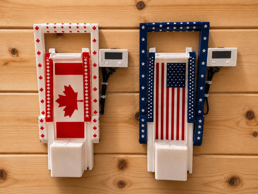 Wall Mounted Can Crusher, USA/Canada Flag Design, Built-in Counter, 3D Printed Tool