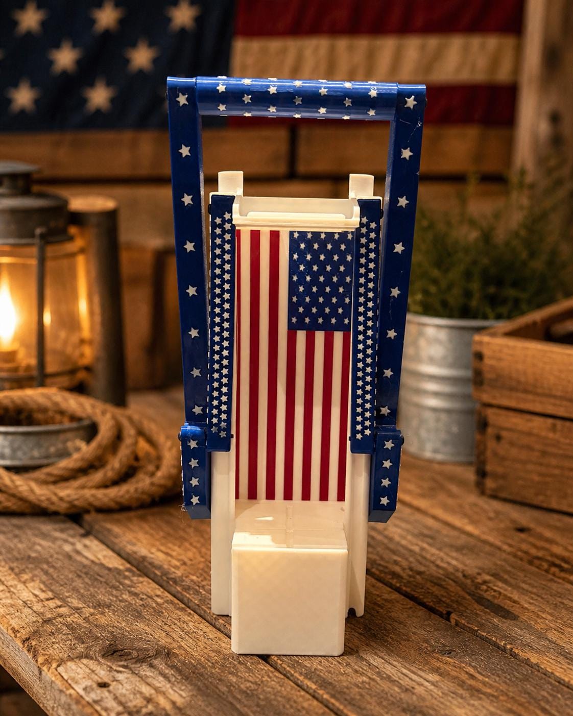 Wall Mounted Can Crusher, USA/Canada Flag Design, Built-in Counter, 3D Printed Tool